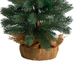 3 Ft. Green Pine Artificial Christmas Tree With 50 Warm White Lights Set In A Burlap Base -Holiday Glow Store nearly natural pre lit christmas trees t3253 fa 1000