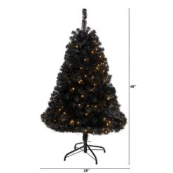 4 Ft. Black Artificial Christmas Tree With 170 Clear LED Lights -Holiday Glow Store nearly natural pre lit christmas trees t3263 c3 1000