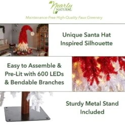 9 Ft. LED Holiday Red Santa Hat Artificial Christmas Tree With 600-Lights And 1992 Bendable Branches -Holiday Glow Store nearly natural pre lit christmas trees t3275 40 1000