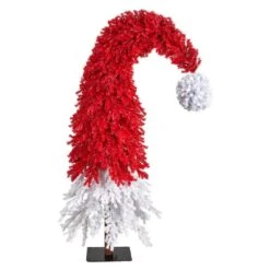 9 Ft. LED Holiday Red Santa Hat Artificial Christmas Tree With 600-Lights And 1992 Bendable Branches -Holiday Glow Store nearly natural pre lit christmas trees t3275 4f 1000