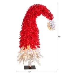 9 Ft. LED Holiday Red Santa Hat Artificial Christmas Tree With 600-Lights And 1992 Bendable Branches -Holiday Glow Store nearly natural pre lit christmas trees t3275 c3 1000
