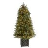 5 Ft. LED Fir Flocked Dusted Artificial Christmas Tree With 300-Lights, 514 Bendable Branches And Pinecones In Planter -Holiday Glow Store nearly natural pre lit christmas trees t3283 64 1000