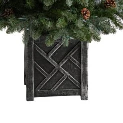 5 Ft. LED Fir Flocked Dusted Artificial Christmas Tree With 300-Lights, 514 Bendable Branches And Pinecones In Planter -Holiday Glow Store nearly natural pre lit christmas trees t3283 fa 1000