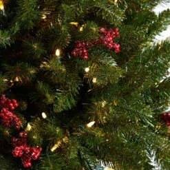 4 Ft. Holiday Artificial Christmas Plant Pre-Lit And Glittered On Pedestal With 150 Multicolored LED Lights -Holiday Glow Store nearly natural pre lit christmas trees t3284 1f 1000