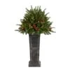 4 Ft. Holiday Artificial Christmas Plant Pre-Lit And Glittered On Pedestal With 150 Multicolored LED Lights -Holiday Glow Store nearly natural pre lit christmas trees t3284 64 1000