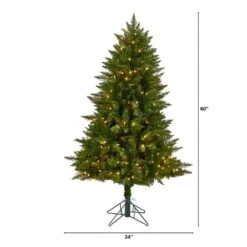 5 Ft. Vermont Spruce Artificial Christmas Tree With 250 Color Changing LED Lights & 586 Bendable Branches -Holiday Glow Store nearly natural pre lit christmas trees t3291 c3 1000