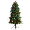 5 Ft. Montana Mountain Fir Artificial Christmas Tree With 300 Multi Color LED Lights, 30 Globe Bulbs & Bendable Branches -Holiday Glow Store nearly natural pre lit christmas trees t3294 64 1000