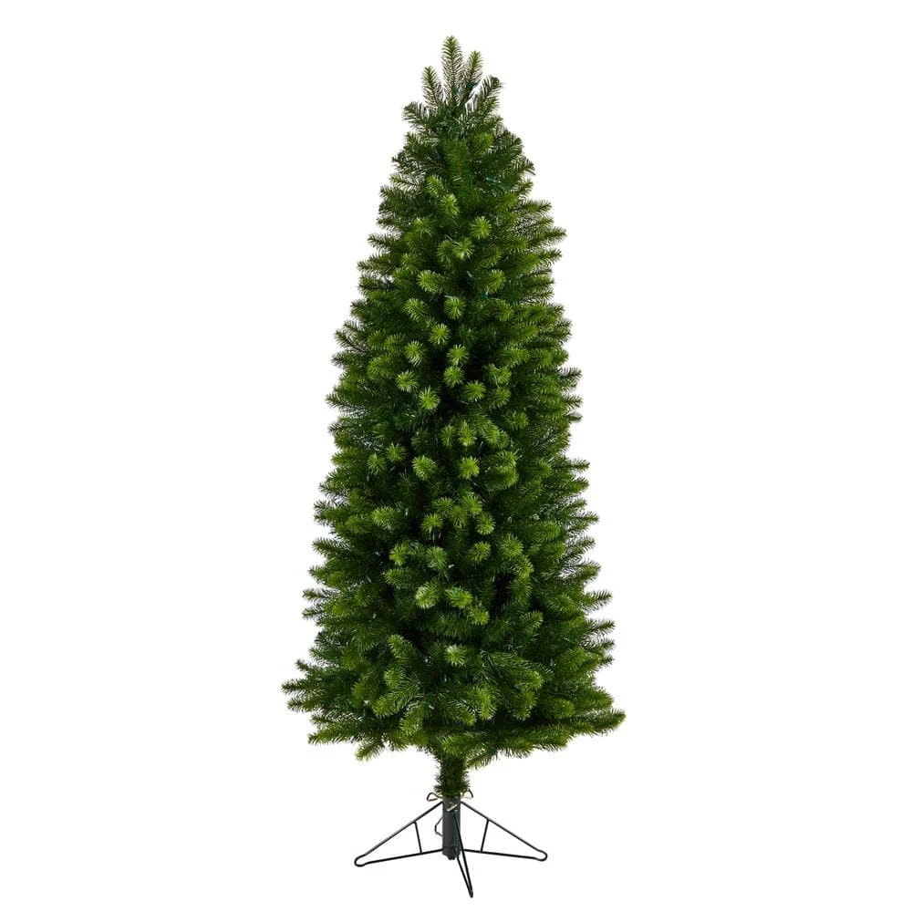 6 Ft. Pre-Lit LED Slim Virginia Spruce Artificial Christmas Tree With 300 Warm White Multi-Function Lights 7 6 Ft. Pre-Lit LED Slim Virginia Spruce Artificial Christmas Tree With 300 Warm White Multi-Function Lights - Image 5