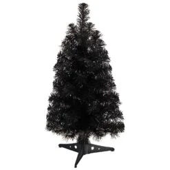 2 Ft. Black Artificial Christmas Tree With 35 LED Lights And 72 Bendable Branches -Holiday Glow Store nearly natural pre lit christmas trees t3301 1f 1000