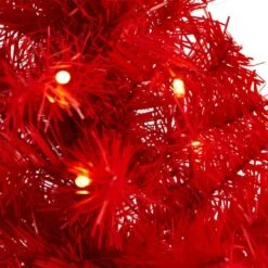 2 Ft. Red Artificial Christmas Tree With 35 LED Lights And 72 Bendable Branches -Holiday Glow Store nearly natural pre lit christmas trees t3302 4f 1000