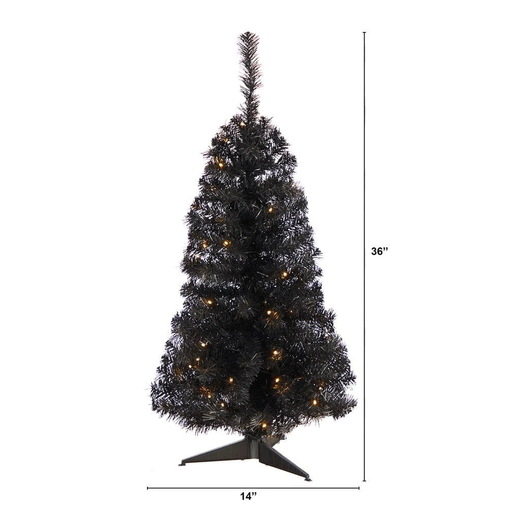 3 Ft. Black Artificial Christmas Tree With 50 LED Lights And 118 Bendable Branches 5 3 Ft. Black Artificial Christmas Tree With 50 LED Lights And 118 Bendable Branches - Image 3