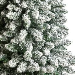 5 Ft. Pre-Lit LED Slim Flocked Montreal Fir Artificial Christmas Tree With 150 Warm White Lights -Holiday Glow Store nearly natural pre lit christmas trees t3309 44 1000