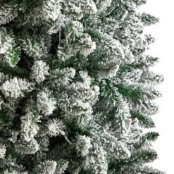 7 Ft. Pre-Lit LED Slim Flocked Montreal Fir Artificial Christmas Tree With 300 Warm White Lights -Holiday Glow Store nearly natural pre lit christmas trees t3311 44 1000