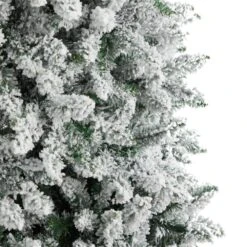 9 Ft. Pre-Lit LED Slim Flocked Montreal Fir Artificial Christmas Tree With 600 Warm White Lights 20 9 Ft. Pre-Lit LED Slim Flocked Montreal Fir Artificial Christmas Tree With 600 Warm White Lights -Holiday Glow Store nearly natural pre lit christmas trees t3313 44 1000