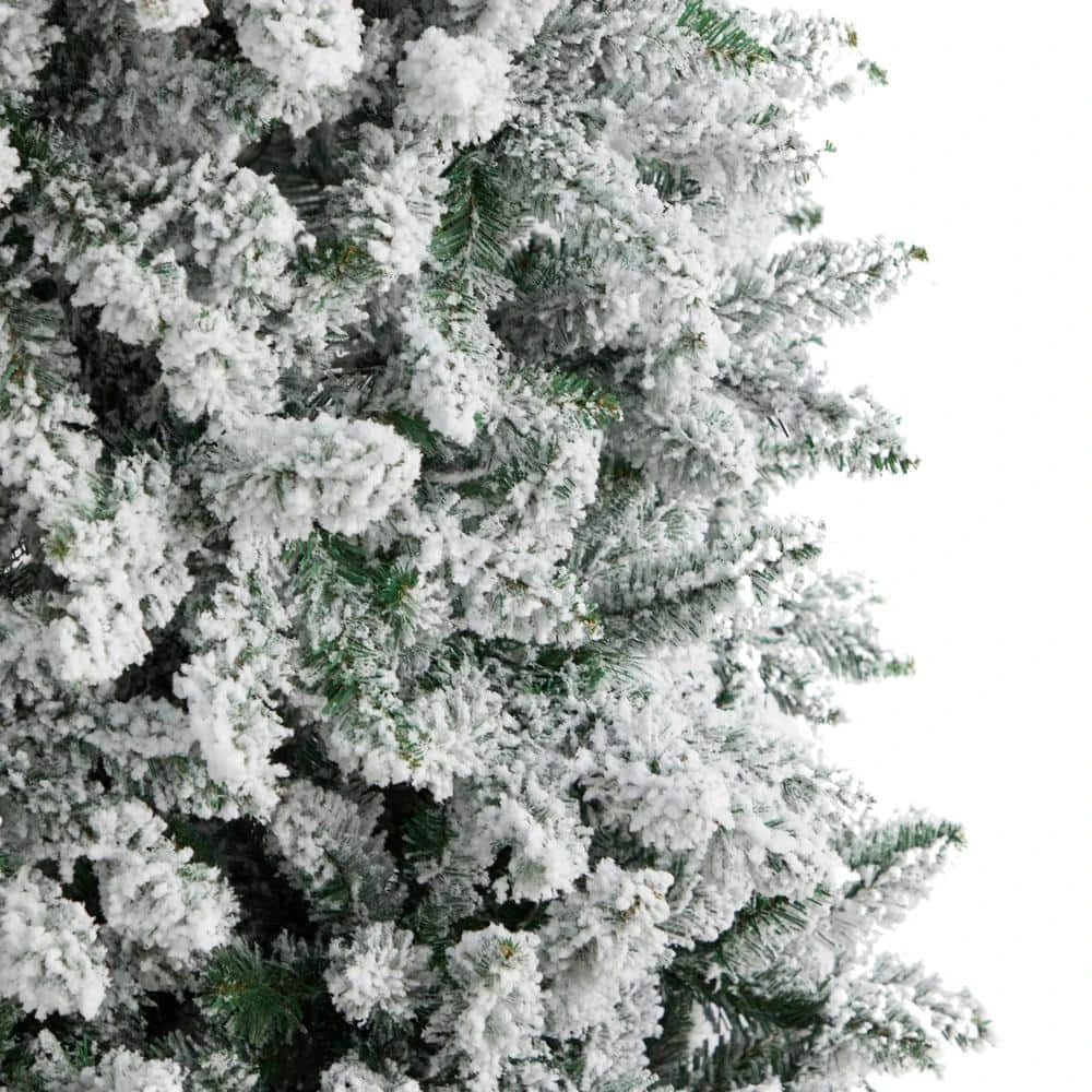 9 Ft. Pre-Lit LED Slim Flocked Montreal Fir Artificial Christmas Tree With 600 Warm White Lights 10 9 Ft. Pre-Lit LED Slim Flocked Montreal Fir Artificial Christmas Tree With 600 Warm White Lights - Image 8