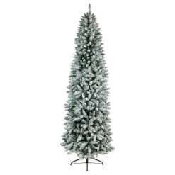 9 Ft. Pre-Lit LED Slim Flocked Montreal Fir Artificial Christmas Tree With 600 Warm White Lights 18 9 Ft. Pre-Lit LED Slim Flocked Montreal Fir Artificial Christmas Tree With 600 Warm White Lights -Holiday Glow Store nearly natural pre lit christmas trees t3313 4f 1000