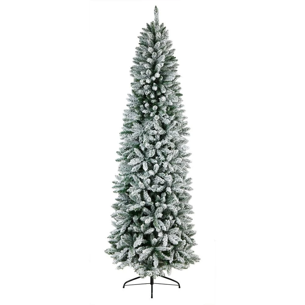 9 Ft. Pre-Lit LED Slim Flocked Montreal Fir Artificial Christmas Tree With 600 Warm White Lights 8 9 Ft. Pre-Lit LED Slim Flocked Montreal Fir Artificial Christmas Tree With 600 Warm White Lights - Image 6