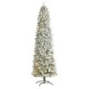 9 Ft. Pre-Lit LED Slim Flocked Montreal Fir Artificial Christmas Tree With 600 Warm White Lights -Holiday Glow Store nearly natural pre lit christmas trees t3313 64 1000