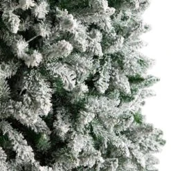 10 Ft. Pre-Lit LED Slim Flocked Montreal Fir Artificial Christmas Tree With 800 Warm White Lights -Holiday Glow Store nearly natural pre lit christmas trees t3314 44 1000