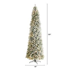 10 Ft. Pre-Lit LED Slim Flocked Montreal Fir Artificial Christmas Tree With 800 Warm White Lights -Holiday Glow Store nearly natural pre lit christmas trees t3314 c3 1000