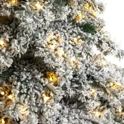 7 Ft. Pre-Lit Flocked Austria Fir Artificial Christmas Tree With 400 Warm White LED Lights And 1063 Bendable Branches -Holiday Glow Store nearly natural pre lit christmas trees t3315 1f 1000