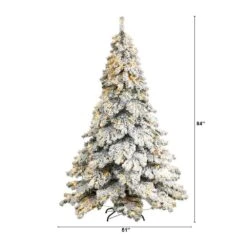 7 Ft. Pre-Lit Flocked Austria Fir Artificial Christmas Tree With 400 Warm White LED Lights And 1063 Bendable Branches -Holiday Glow Store nearly natural pre lit christmas trees t3315 c3 1000