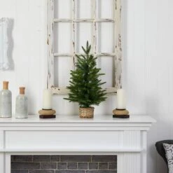 2 Ft. Artificial Christmas Tree With 35 Clear LED Lights In Decorative Basket -Holiday Glow Store nearly natural pre lit christmas trees t3325 44 1000