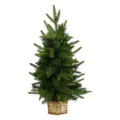 2 Ft. Artificial Christmas Tree With 35 Clear LED Lights In Decorative Basket -Holiday Glow Store nearly natural pre lit christmas trees t3325 4f 1000