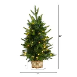 2 Ft. Artificial Christmas Tree With 35 Clear LED Lights In Decorative Basket -Holiday Glow Store nearly natural pre lit christmas trees t3325 c3 1000