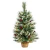 2 Ft. Snow Tipped Pine And Berry Artificial Christmas Tree With 35 Warm White LED Lights In Burlap Base -Holiday Glow Store nearly natural pre lit christmas trees t3326 64 1000