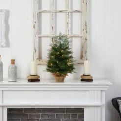 2 Ft. Artificial Christmas Tree In Burlap Base With 35 Warm White LED Lights -Holiday Glow Store nearly natural pre lit christmas trees t3327 44 1000