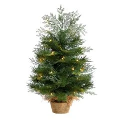 2 Ft. Artificial Christmas Tree In Burlap Base With 35 Warm White LED Lights