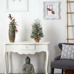 2 Ft. Winter Frosted Artificial Christmas Tree With 35 LED Lights In Burlap Base 13 2 Ft. Winter Frosted Artificial Christmas Tree With 35 LED Lights In Burlap Base -Holiday Glow Store nearly natural pre lit christmas trees t3328 44 1000