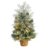 2 Ft. Winter Frosted Artificial Christmas Tree With 35 LED Lights In Burlap Base -Holiday Glow Store nearly natural pre lit christmas trees t3328 64 1000