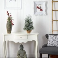 2 Ft. Winter Frosted Artificial Christmas Tree With 35 LED Lights In Burlap Base 14 2 Ft. Winter Frosted Artificial Christmas Tree With 35 LED Lights In Burlap Base -Holiday Glow Store nearly natural pre lit christmas trees t3328 fa 1000