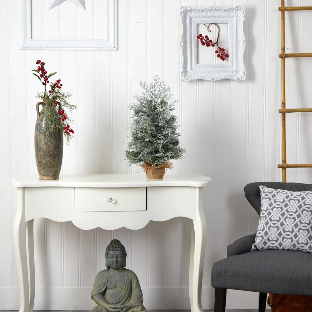 2 Ft. Winter Frosted Artificial Christmas Tree With 35 LED Lights In Burlap Base 8 2 Ft. Winter Frosted Artificial Christmas Tree With 35 LED Lights In Burlap Base - Image 6