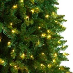 11 Ft. Green Pre-Lit LED Slim Mountain Pine Artificial Christmas Tree With 950 Clear Lights -Holiday Glow Store nearly natural pre lit christmas trees t3329 1f 1000