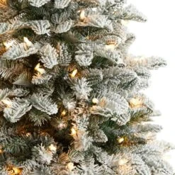 4 Ft. Flocked North Carolina Fir Artificial Christmas Tree With 250 Warm White Lights And 779 Bendable Branches 13 4 Ft. Flocked North Carolina Fir Artificial Christmas Tree With 250 Warm White Lights And 779 Bendable Branches -Holiday Glow Store nearly natural pre lit christmas trees t3334 1f 1000