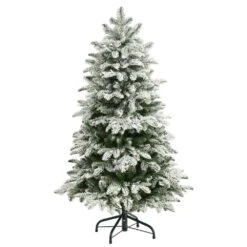 4 Ft. Flocked North Carolina Fir Artificial Christmas Tree With 250 Warm White Lights And 779 Bendable Branches 12 4 Ft. Flocked North Carolina Fir Artificial Christmas Tree With 250 Warm White Lights And 779 Bendable Branches -Holiday Glow Store nearly natural pre lit christmas trees t3334 4f 1000