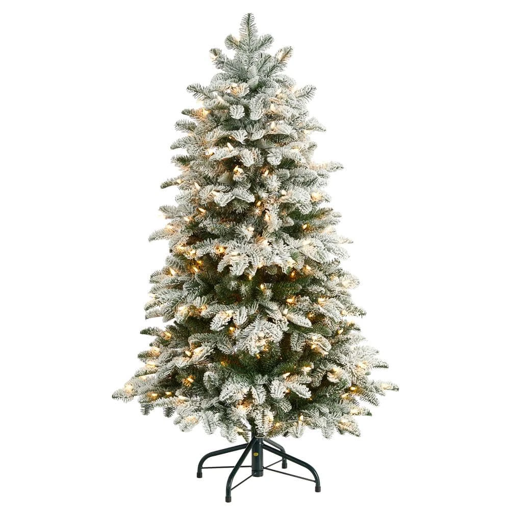 4 Ft. Flocked North Carolina Fir Artificial Christmas Tree With 250 Warm White Lights And 779 Bendable Branches 3 4 Ft. Flocked North Carolina Fir Artificial Christmas Tree With 250 Warm White Lights And 779 Bendable Branches