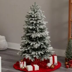 4 Ft. Flocked North Carolina Fir Artificial Christmas Tree With 250 Warm White Lights And 779 Bendable Branches 16 4 Ft. Flocked North Carolina Fir Artificial Christmas Tree With 250 Warm White Lights And 779 Bendable Branches -Holiday Glow Store nearly natural pre lit christmas trees t3334 76 1000