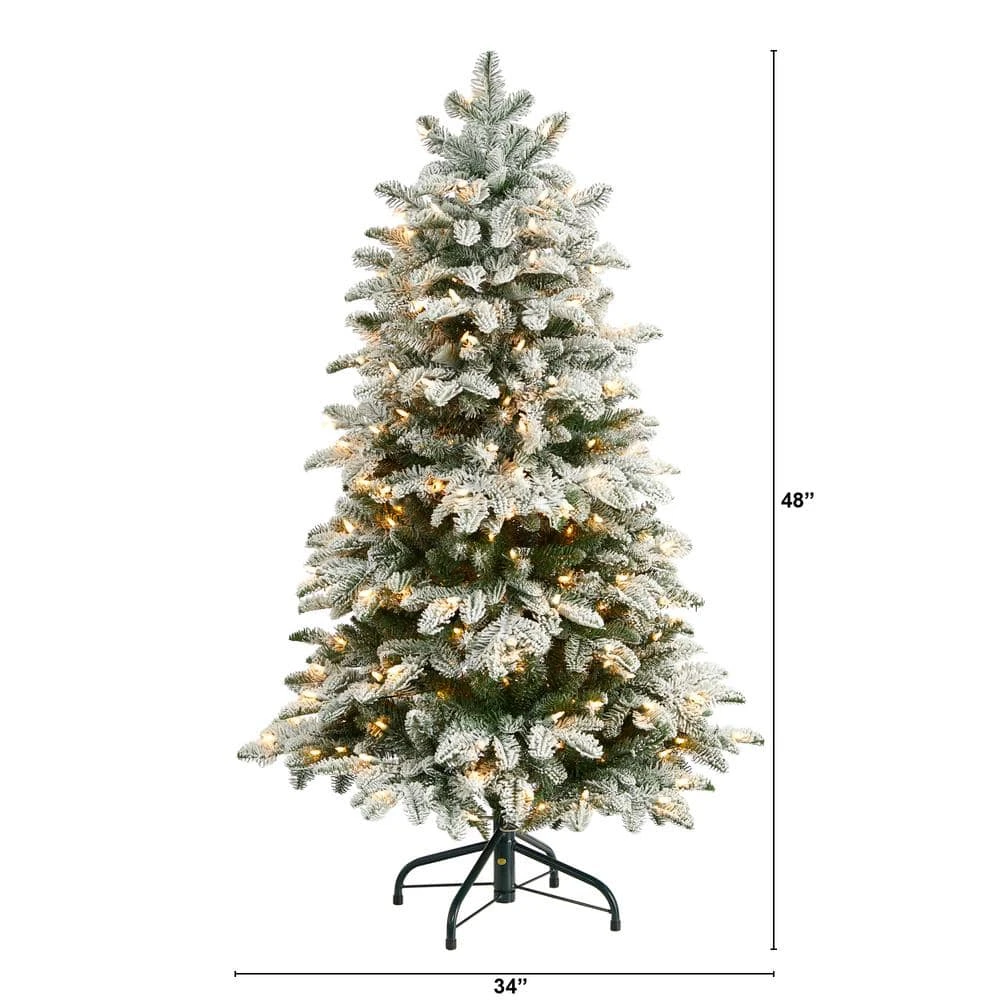 4 Ft. Flocked North Carolina Fir Artificial Christmas Tree With 250 Warm White Lights And 779 Bendable Branches 4 4 Ft. Flocked North Carolina Fir Artificial Christmas Tree With 250 Warm White Lights And 779 Bendable Branches - Image 2
