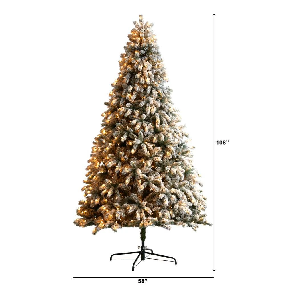 9 Ft. Flocked South Carolina Spruce Artificial Christmas Tree With 850 Clear Lights And 2329 Bendable Branches 4 9 Ft. Flocked South Carolina Spruce Artificial Christmas Tree With 850 Clear Lights And 2329 Bendable Branches - Image 2