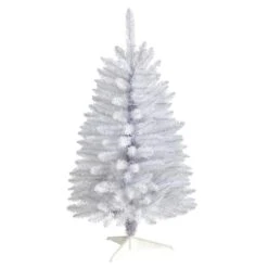 3 Ft. Slim White Artificial Christmas Tree With 50 Warm White LED Lights And 161 Bendable Branches -Holiday Glow Store nearly natural pre lit christmas trees t3357 4f 1000