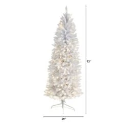 6 Ft. White Pre-Lit LED Slim Artificial Christmas Tree With 250 Warm White Lights -Holiday Glow Store nearly natural pre lit christmas trees t3360 c3 1000