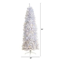 7 Ft. White Pre-Lit LED Slim Artificial Christmas Tree With 300 Warm White Lights -Holiday Glow Store nearly natural pre lit christmas trees t3361 c3 1000