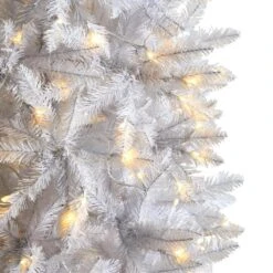 8 Ft. White Pre-Lit LED Slim Artificial Christmas Tree With 400 Warm White Lights -Holiday Glow Store nearly natural pre lit christmas trees t3362 1f 1000