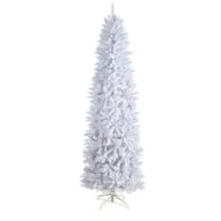 8 Ft. White Pre-Lit LED Slim Artificial Christmas Tree With 400 Warm White Lights -Holiday Glow Store nearly natural pre lit christmas trees t3362 4f 1000