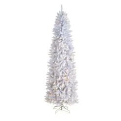 8 Ft. White Pre-Lit LED Slim Artificial Christmas Tree With 400 Warm White Lights