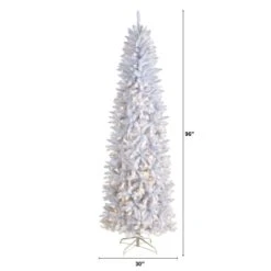 8 Ft. White Pre-Lit LED Slim Artificial Christmas Tree With 400 Warm White Lights -Holiday Glow Store nearly natural pre lit christmas trees t3362 c3 1000